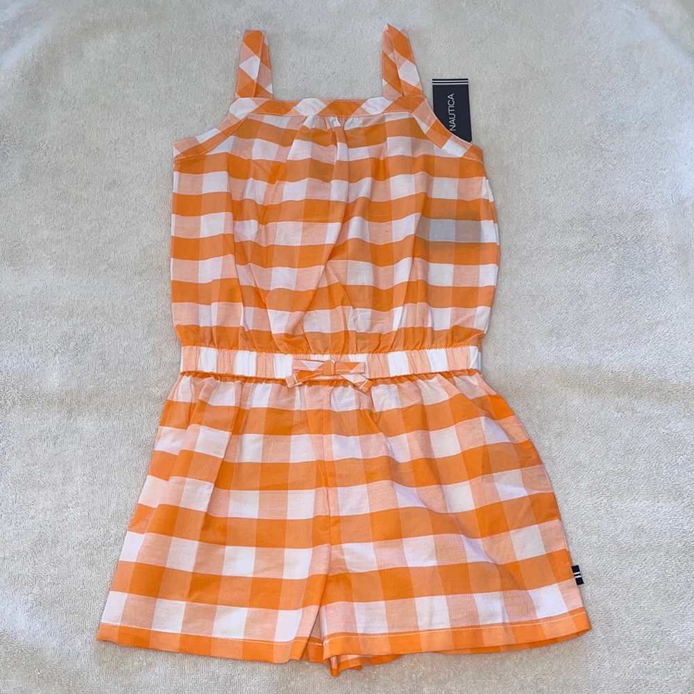 NWT Nautica white and orange girls romper size 6